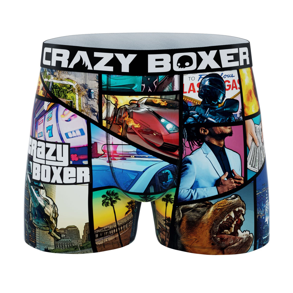 CrazyBoxer Men's Aladdin Genie Boxer Briefs Underwear Graphic 3-Pairs Blue