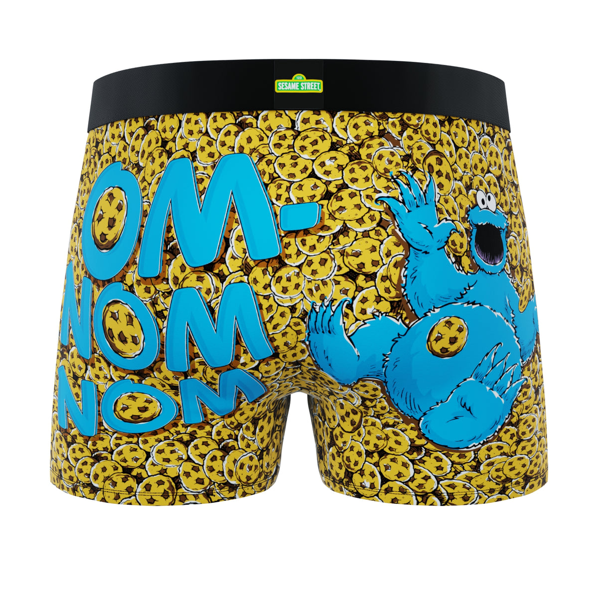 Sesame Street Men's Cookie Monster Crazy Face Boxer Brief Underwear 36-38  Blue