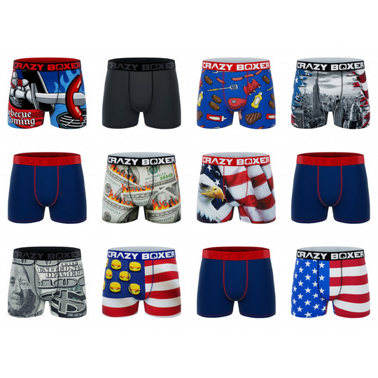 CRAZYBOXER USA Master Pack Men's Boxer Briefs (12 Pack)