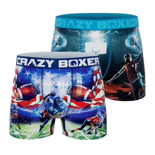 CRAZYBOXER All Star Basketball Football Men's Boxer Briefs (2 pack)