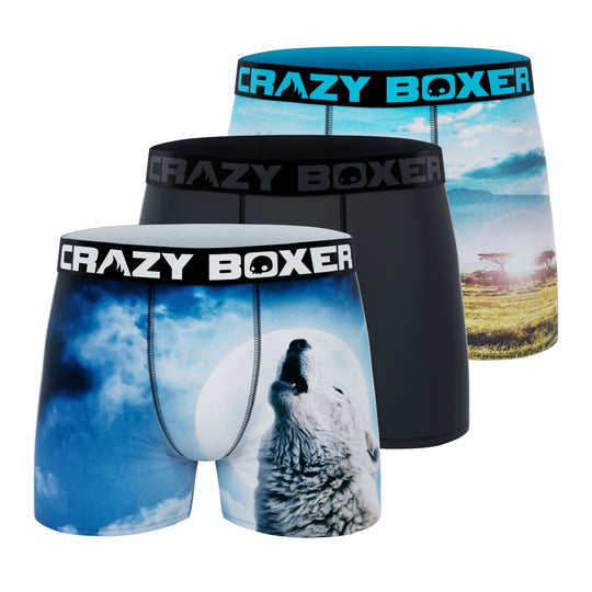 CRAZYBOXER All Star Wolf Lion Grey Men's Boxer Briefs (3 pack)
