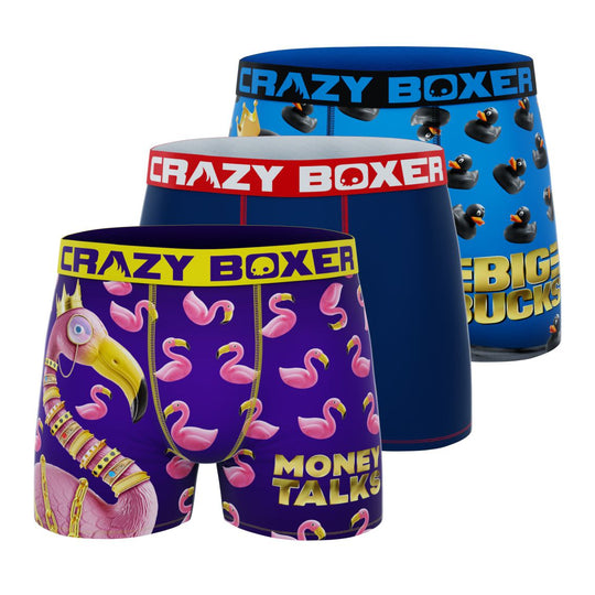 CRAZYBOXER Duck Flamingo Men's Boxer Briefs (3 pack)