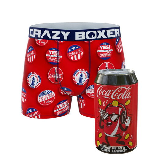 CRAZYBOXER COCACOLA Badge Men's Boxer Briefs (Creative Packaging)