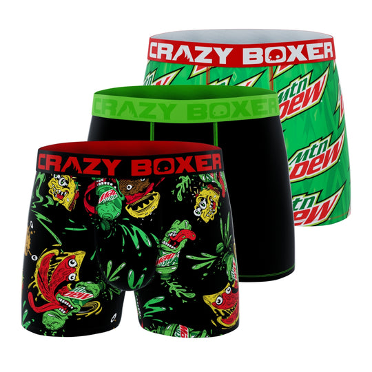 CRAZYBOXER Mountain Dew Monsters Men's Boxer Briefs (3 pack)