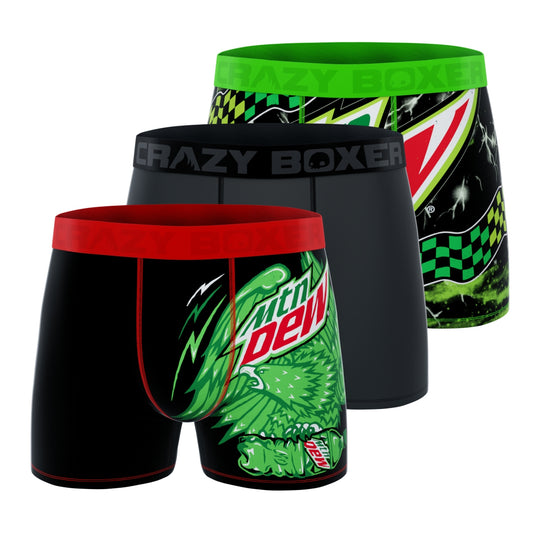 CRAZYBOXER Mountain Dew Black Men's Boxer Briefs (3 pack)