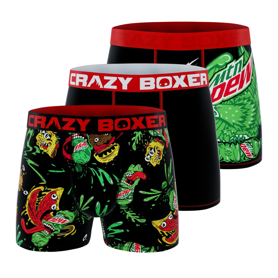 Crazy Boxers Mountain Dew Brand Boxer Briefs Green