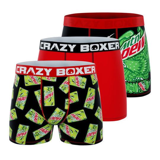 CRAZYBOXER Mountain Dew Logo Men's Boxer Briefs (3 pack)