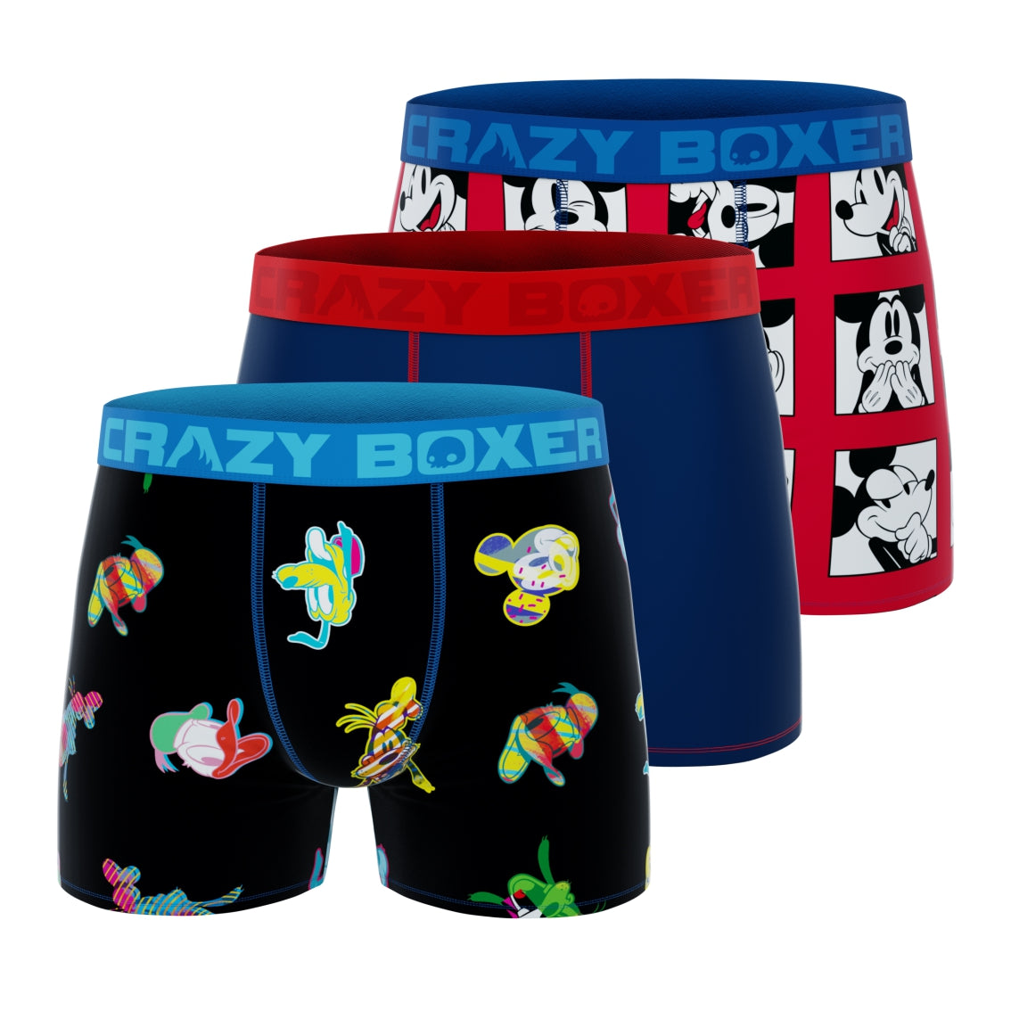 CrazyBoxer Men's Disney Mickey Mouse Underwear Assorted 3-Pairs Boxer  Briefs 