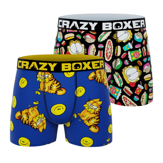 CRAZYBOXER Garfield Cat and Food Men's Boxer Briefs (2 pack)
