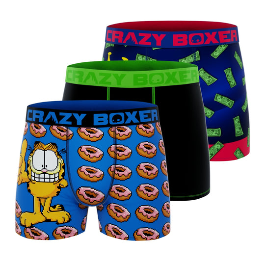 CRAZYBOXER Garfield Money and Donuts Men's Boxer Briefs (3 pack)