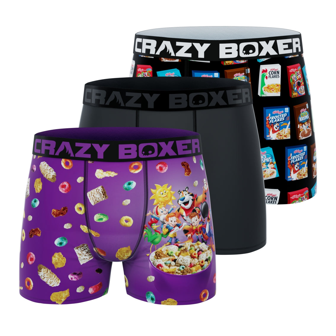 CRAZYBOXER Kellogg's Cereal Boxes Men's Boxer Briefs (3 pack