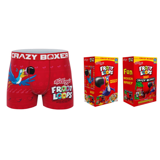 CRAZYBOXER Kellogg's Froot Loop Cereal Box Men's Boxer Briefs (Creative Packaging)