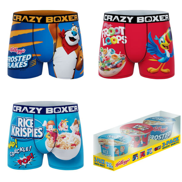 CRAZYBOXER Kellogg's Cereal Boxes Men's Boxer Briefs (3 pack