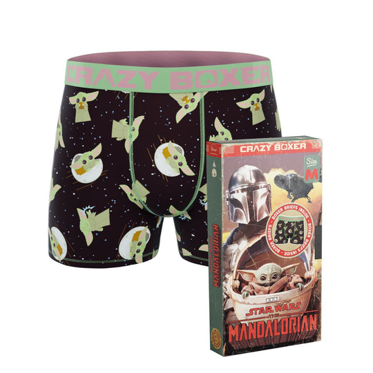 CRAZYBOXER Mandalorian Yoda face Men's Boxer Briefs (Creative Packaging)
