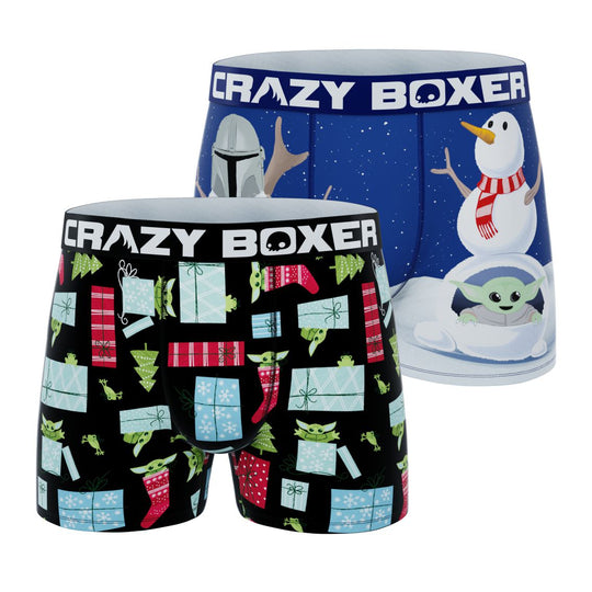 CRAZYBOXER Mandalorian Snowman &Christmas Men's Boxer Briefs (2 pack)