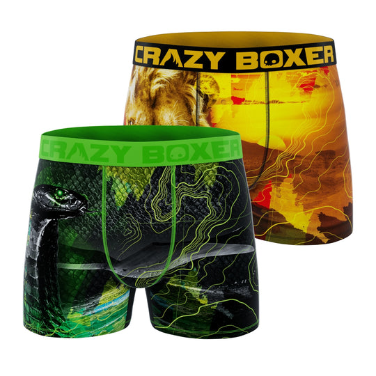 CRAZYBOXER Outdoor Snake Lion Men's Boxer Briefs (2 pack)