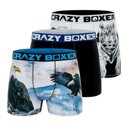 Men's 3-Pack Boxer Briefs - Wild Outdoors - Tiger and Eagle