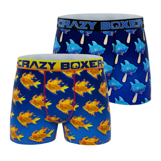 CRAZYBOXER Animals - Shark and Goldfish  Men's Boxer Briefs