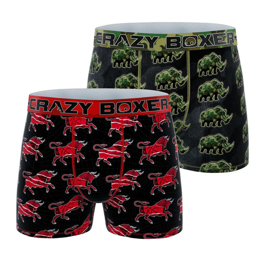 CRAZYBOXER Animals -Rhino and Bull Men's Boxer Briefs