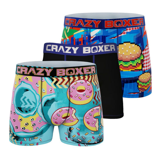 Men's 3-Pack Boxer Briefs - Colorful - Burger and Donuts