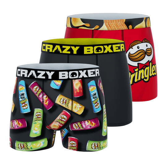 CRAZYBOXER  PRINGLES Logo and Tube Men's Boxer Briefs (3 pack)