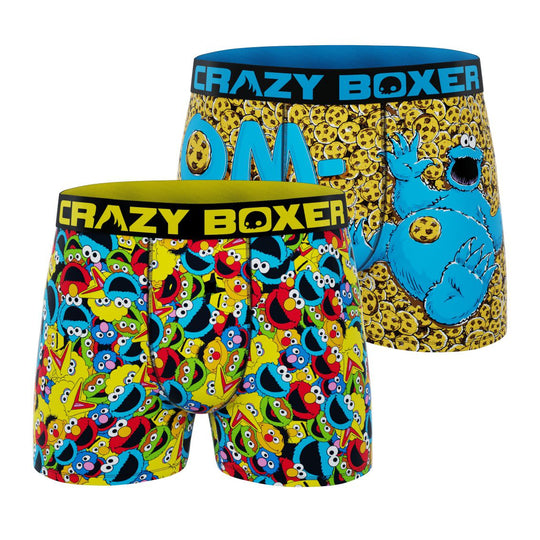 CRAZYBOXER Sesame Street Cookie Monster Men's Boxer Briefs (2 Pack)
