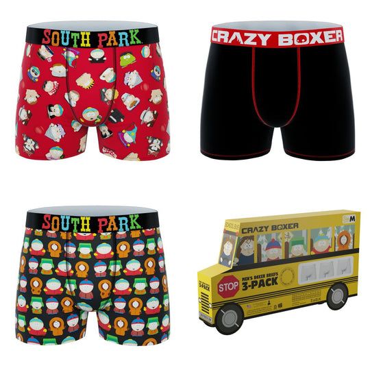 CRAZYBOXER South Park All over Men's Boxer Briefs 3 Pack (Creative Packaging)