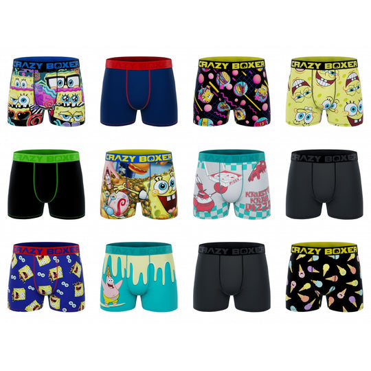 CRAZYBOXER Spongebob Men's Boxer Briefs (12 Pack)