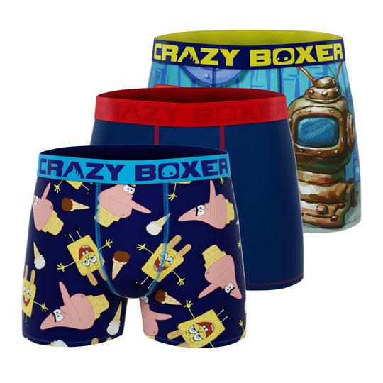 CRAZYBOXER Spongebob Ice cream Head Men's Boxer Briefs (3 pack)
