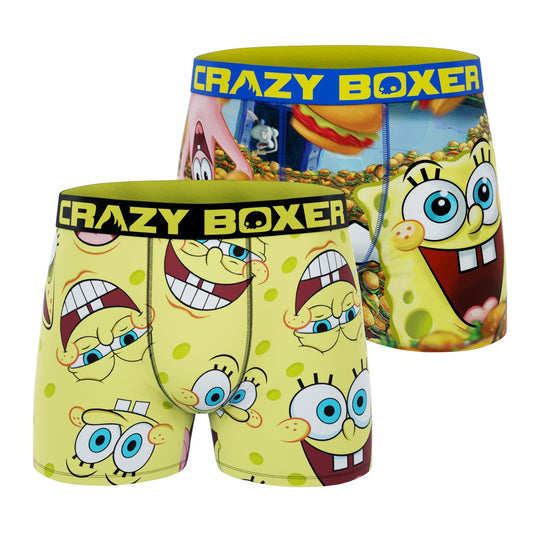 CRAZYBOXER South Park Spongebob FACES + BURGER Men's Boxer Briefs (2 pack)