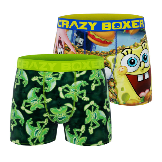 CRAZYBOXER Spongebob Flying Dutchman Burger Men's Boxer Briefs (2 pack)