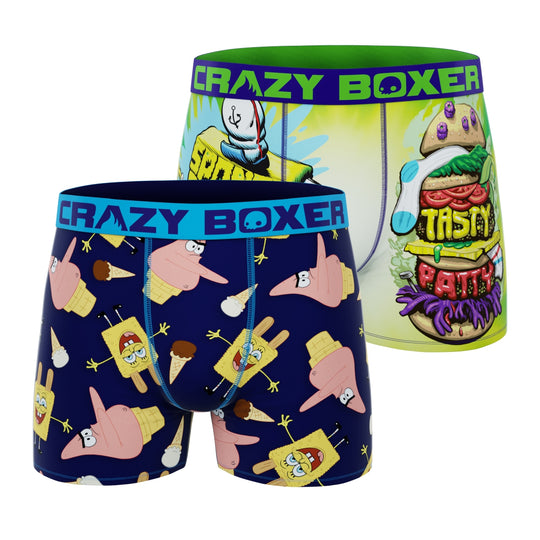 CRAZYBOXER Spongebob Ice cream Tasty Patty Men's Boxer Briefs (2 pack)