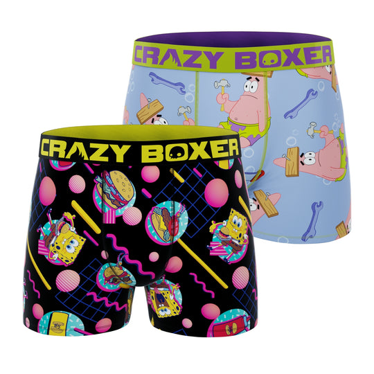 CRAZYBOXER Spongebob and Patrick Men's Boxer Briefs (2 pack)