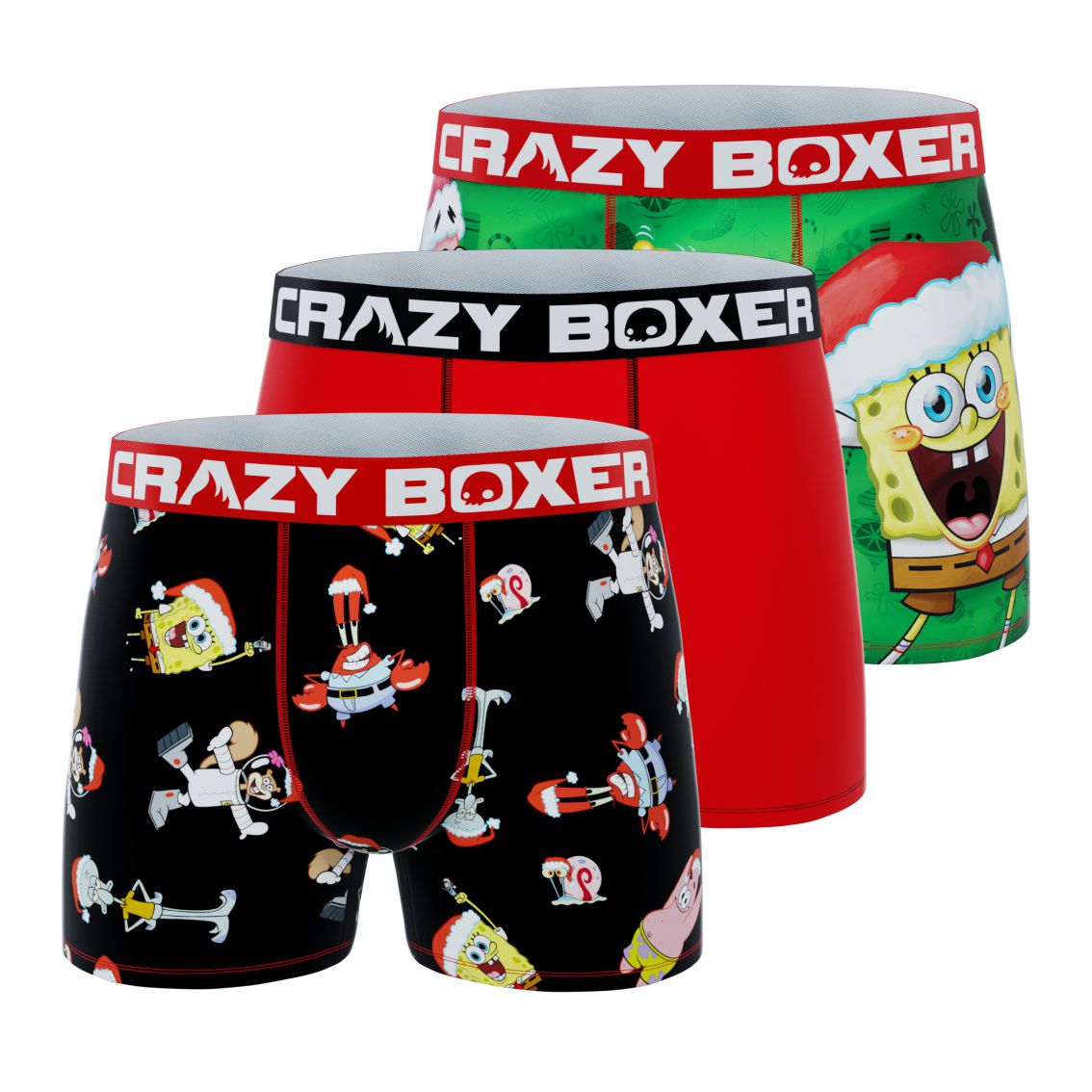 CRAZYBOXER SpongeBob Patrick & Group Men's Boxer Briefs (3 pack