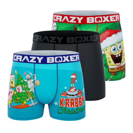 CRAZYBOXER SpongeBob Holiday Men's Boxer Briefs (3 Pack)