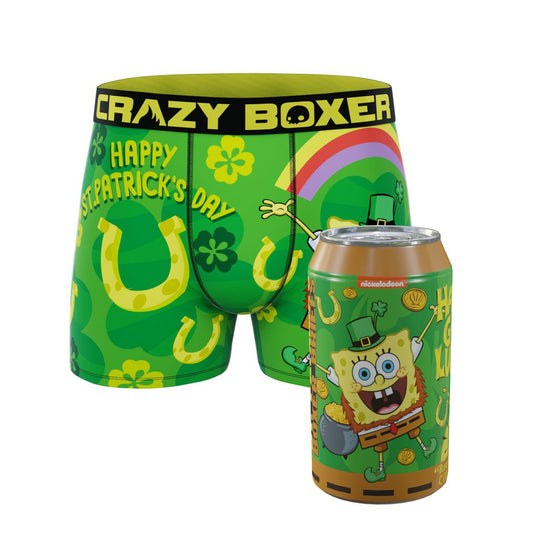 CRAZYBOXER Men's Spongebob Squarepants St Patrick Soft Boxer Briefs (Creative Packaging)