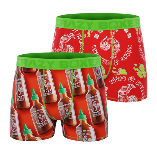 CRAZYBOXER Sriracha Powerfull + Rooster Sauce Men's Boxer Briefs (2 pack)