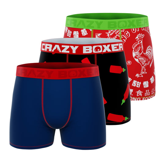 CRAZYBOXER Sriracha Mega Sauce Men's Boxer Briefs (3 pack)