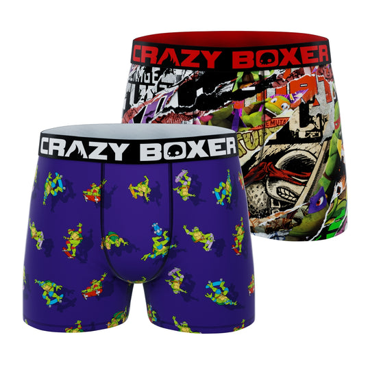 CRAZYBOXER Ninja Turtles Skateboard & Medley Men's Boxer Briefs (2 pack)