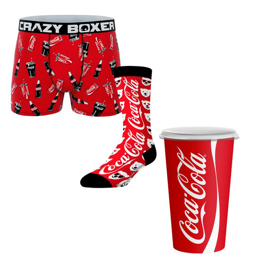 CRAZYBOXER Coca-Cola Polar Bear Men's Boxer Briefs and Socks (Creative Packaging)