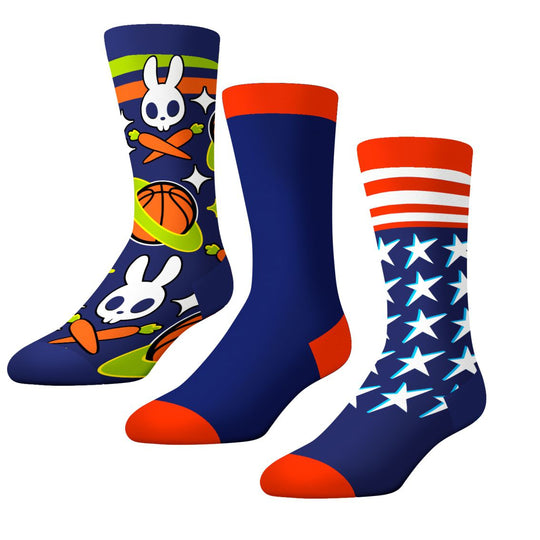 CrazyUniverse Basketball and Flag Kids Crew Socks (3 Pack)
