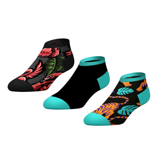 CrazyUniverse Flamingo and Tiger Kids Low Cut Socks (3 Pack)