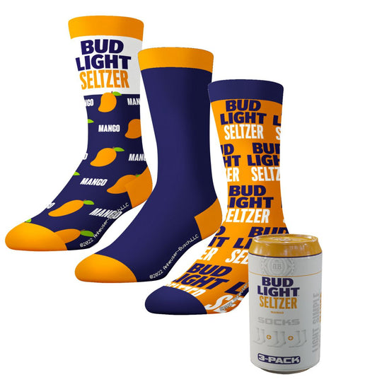 CrazyUniverse Bud Light Can and Logo Crew Socks (3 Pairs,Can)