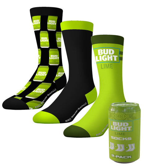 CrazyUniverse Bud Light Can and Logo Crew Socks (3 Pairs,Can)