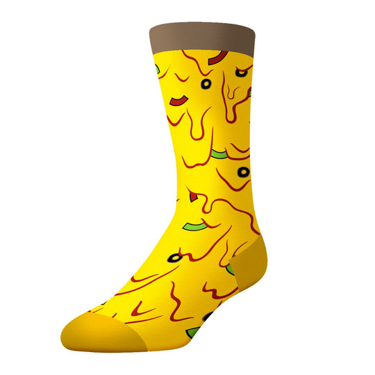 Socks By CRAZYBOXER  Pizza Toppings Crew Socks (2-Pairs, Pizza Box)