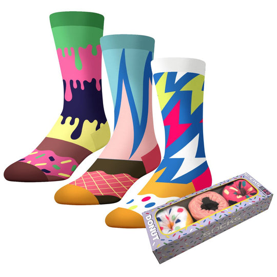 Socks By CRAZYBOXER  Flavored Donuts Crew Socks (3-Pairs, Donut Box)