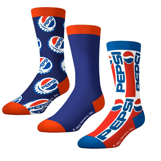 Socks By CRAZYBOXER Pepsi Lid and Logo Crew Socks (3 Pack)