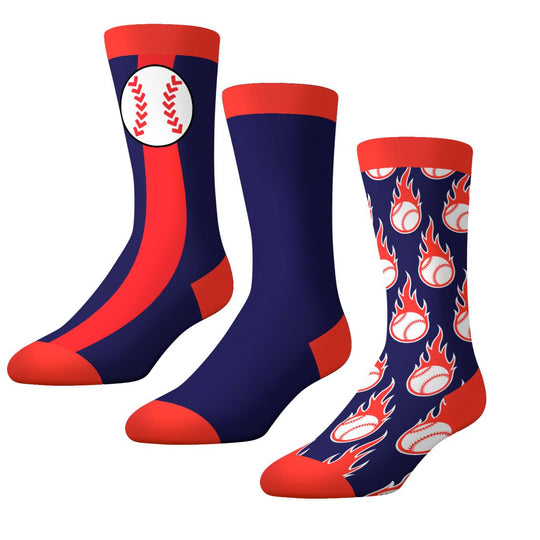 CrazyUniverse Baseball Long Crew Socks (3 Pack)