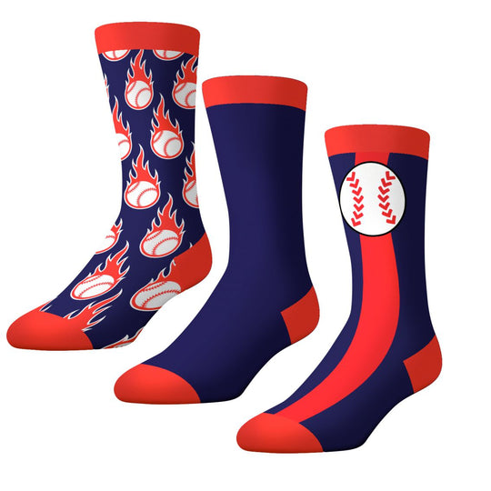 CrazyUniverse Baseball Long Kids Crew Socks (3 Pack)