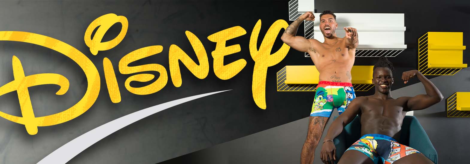 Crazy Boxer Disney Mickey Mouse Neon Heads Men's Boxer Briefs